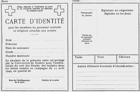 Mod�le de carte d'identit� pour les membres du personnel sanitaire et religieux